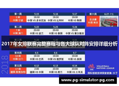 2017年女排联赛完整赛程与各大球队对阵安排详细分析 2017年女排联赛完整赛程与各大球队对阵安排详细分析